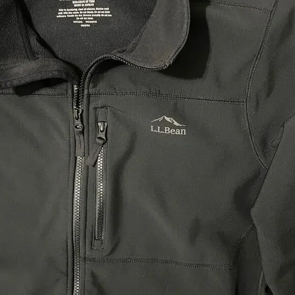 LL Bean Men's Windproof Performance Jacket Softshell Fleece Lined Coat XL Black